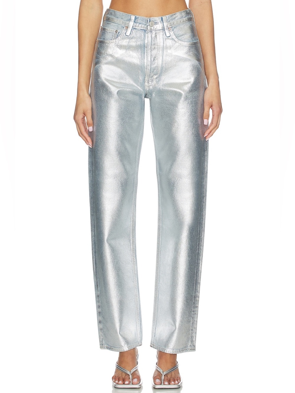 AGOLDE 90's Mid Rise Loose Fit Jeans in Tinfoil